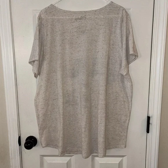 Disney Mickey Mouse Graphic V-Neck T-Shirt – Soft Beige Short Sleeve Casual Tee - Picture 3 of 4